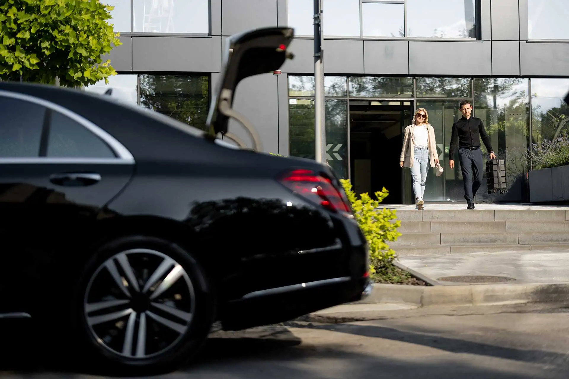 AA Transfers chauffeur collecting a passenger at Exeter Airport